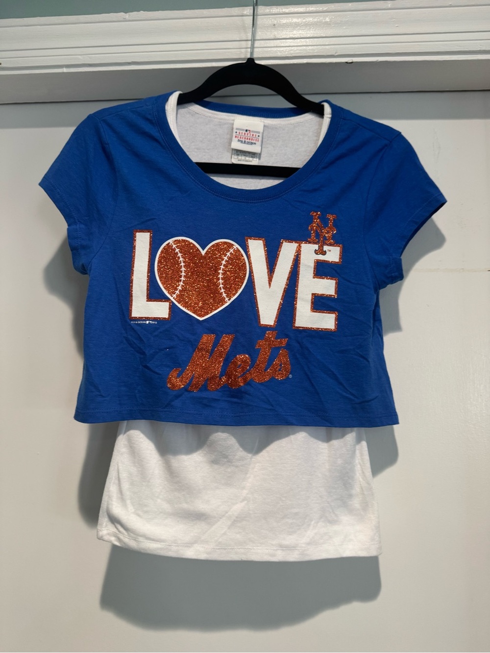 New York Mets baseball girls top glitter